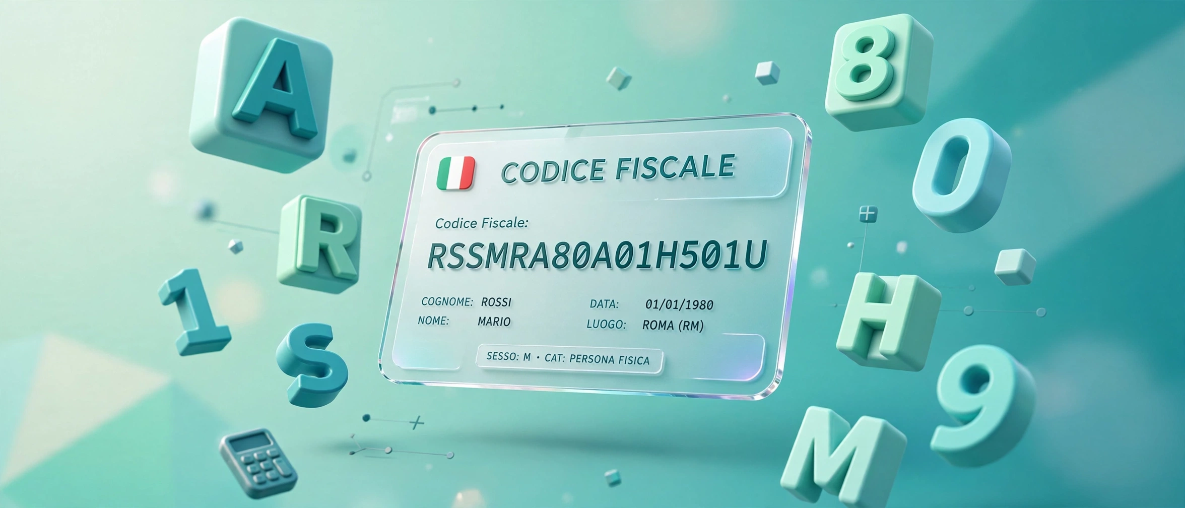 Illustrazione 3D del calcolatore del codice fiscale